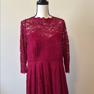 Torrid Red 3/4 Sleeve Crew Neck Midi Gown